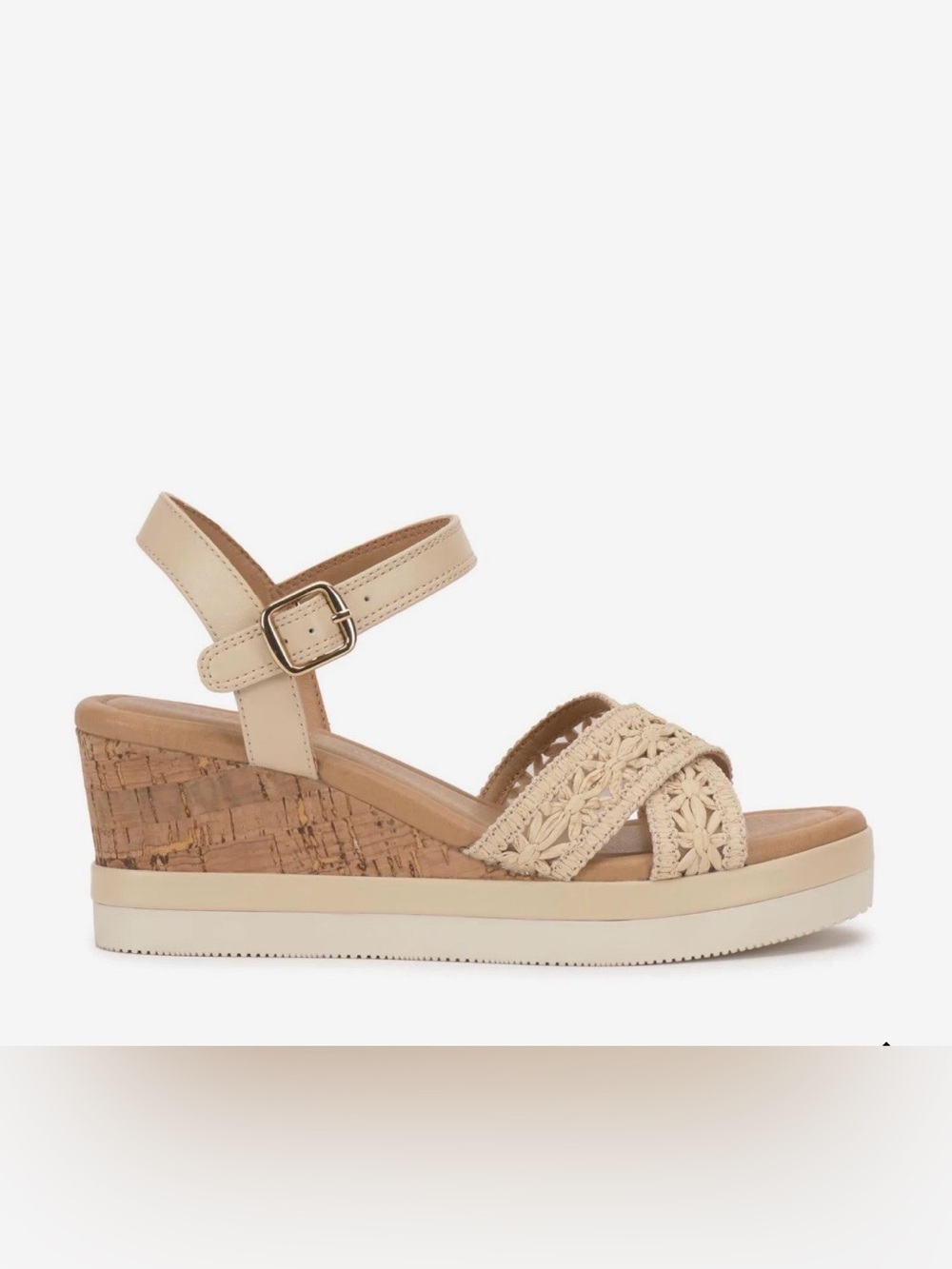 NWT Crown Vintage Veronica Wedge Sandal Color Natural